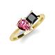 4 - Zoya Pear Shape Pink Tourmaline & Princess Shape Black Diamond 2 Stone Duo Ring 