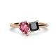 1 - Zoya Pear Shape Pink Tourmaline & Princess Shape Black Diamond 2 Stone Duo Ring 