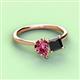 3 - Zoya Pear Shape Pink Tourmaline & Princess Shape Black Diamond 2 Stone Duo Ring 