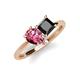4 - Zoya Pear Shape Pink Tourmaline & Princess Shape Black Diamond 2 Stone Duo Ring 