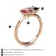 5 - Zoya Pear Shape Pink Tourmaline & Princess Shape Black Diamond 2 Stone Duo Ring 