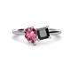 1 - Zoya Pear Shape Pink Tourmaline & Princess Shape Black Diamond 2 Stone Duo Ring 