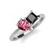 4 - Zoya Pear Shape Pink Tourmaline & Princess Shape Black Diamond 2 Stone Duo Ring 