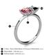 5 - Zoya Pear Shape Pink Tourmaline & Princess Shape Black Diamond 2 Stone Duo Ring 