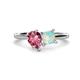 1 - Zoya Pear Shape Pink Tourmaline & Princess Shape Lab Created Opal 2 Stone Duo Ring 
