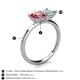 5 - Zoya Pear Shape Pink Tourmaline & Princess Shape Lab Created Opal 2 Stone Duo Ring 