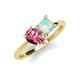 4 - Zoya Pear Shape Pink Tourmaline & Princess Shape Lab Created Opal 2 Stone Duo Ring 
