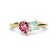 1 - Zoya Pear Shape Pink Tourmaline & Princess Shape Lab Created Opal 2 Stone Duo Ring 