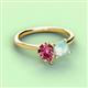 3 - Zoya Pear Shape Pink Tourmaline & Princess Shape Lab Created Opal 2 Stone Duo Ring 