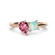 1 - Zoya Pear Shape Pink Tourmaline & Princess Shape Lab Created Opal 2 Stone Duo Ring 