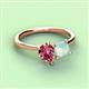 3 - Zoya Pear Shape Pink Tourmaline & Princess Shape Lab Created Opal 2 Stone Duo Ring 
