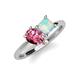 4 - Zoya Pear Shape Pink Tourmaline & Princess Shape Lab Created Opal 2 Stone Duo Ring 