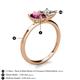 5 - Zoya Pear Shape Rhodolite Garnet & Princess Shape Certified Diamond 2 Stone Duo Ring 