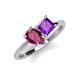 4 - Zoya Pear Shape Rhodolite Garnet & Princess Shape Amethyst 2 Stone Duo Ring 