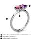 5 - Zoya Pear Shape Rhodolite Garnet & Princess Shape Amethyst 2 Stone Duo Ring 