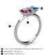 5 - Zoya Pear Shape Rhodolite Garnet & Princess Shape Blue Topaz 2 Stone Duo Ring 