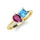 4 - Zoya Pear Shape Rhodolite Garnet & Princess Shape Blue Topaz 2 Stone Duo Ring 