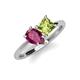 4 - Zoya Pear Shape Rhodolite Garnet & Princess Shape Peridot 2 Stone Duo Ring 