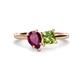 1 - Zoya Pear Shape Rhodolite Garnet & Princess Shape Peridot 2 Stone Duo Ring 
