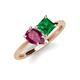 4 - Zoya Pear Shape Rhodolite Garnet & Princess Shape Lab Created Emerald 2 Stone Duo Ring 