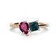 1 - Zoya Pear Shape Rhodolite Garnet & Princess Shape London Blue Topaz 2 Stone Duo Ring 