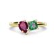1 - Zoya Pear Shape Rhodolite Garnet & Princess Shape Lab Created Alexandrite 2 Stone Duo Ring 