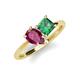 4 - Zoya Pear Shape Rhodolite Garnet & Princess Shape Lab Created Alexandrite 2 Stone Duo Ring 