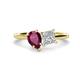 1 - Zoya Pear Shape Rhodolite Garnet & Princess Shape Forever Brilliant Moissanite 2 Stone Duo Ring 