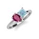 4 - Zoya Pear Shape Rhodolite Garnet & Princess Shape Aquamarine 2 Stone Duo Ring 