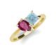 4 - Zoya Pear Shape Rhodolite Garnet & Princess Shape Aquamarine 2 Stone Duo Ring 