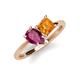 4 - Zoya Pear Shape Rhodolite Garnet & Princess Shape Citrine 2 Stone Duo Ring 