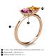 5 - Zoya Pear Shape Rhodolite Garnet & Princess Shape Citrine 2 Stone Duo Ring 