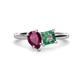 1 - Zoya Pear Shape Rhodolite Garnet & Princess Shape Lab Created Alexandrite 2 Stone Duo Ring 
