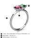 5 - Zoya Pear Shape Rhodolite Garnet & Princess Shape Lab Created Alexandrite 2 Stone Duo Ring 