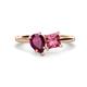 1 - Zoya Pear Shape Rhodolite Garnet & Princess Shape Pink Tourmaline 2 Stone Duo Ring 