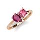 4 - Zoya Pear Shape Rhodolite Garnet & Princess Shape Pink Tourmaline 2 Stone Duo Ring 