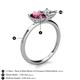 5 - Zoya Pear Shape Rhodolite Garnet & Princess Shape Certified Lab Grown Diamond 2 Stone Duo Ring 