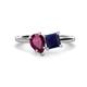 1 - Zoya Pear Shape Rhodolite Garnet & Princess Shape Lab Created Blue Sapphire 2 Stone Duo Ring 
