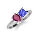 4 - Zoya Pear Shape Rhodolite Garnet & Princess Shape Tanzanite 2 Stone Duo Ring 