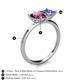 5 - Zoya Pear Shape Rhodolite Garnet & Princess Shape Tanzanite 2 Stone Duo Ring 