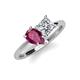 4 - Zoya Pear Shape Rhodolite Garnet & Princess Shape GIA Certified Diamond 2 Stone Duo Ring 