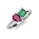 4 - Zoya Pear Shape Rhodolite Garnet & Princess Shape Lab Created Alexandrite 2 Stone Duo Ring 