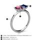 5 - Zoya Pear Shape Rhodolite Garnet & Princess Shape Lab Created Blue Sapphire 2 Stone Duo Ring 