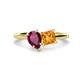 1 - Zoya Pear Shape Rhodolite Garnet & Princess Shape Citrine 2 Stone Duo Ring 
