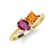 4 - Zoya Pear Shape Rhodolite Garnet & Princess Shape Citrine 2 Stone Duo Ring 
