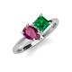 4 - Zoya Pear Shape Rhodolite Garnet & Princess Shape Lab Created Emerald 2 Stone Duo Ring 