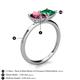 5 - Zoya Pear Shape Rhodolite Garnet & Princess Shape Lab Created Emerald 2 Stone Duo Ring 