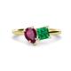 1 - Zoya Pear Shape Rhodolite Garnet & Princess Shape Lab Created Emerald 2 Stone Duo Ring 