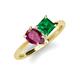 4 - Zoya Pear Shape Rhodolite Garnet & Princess Shape Lab Created Emerald 2 Stone Duo Ring 