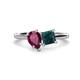 1 - Zoya Pear Shape Rhodolite Garnet & Princess Shape London Blue Topaz 2 Stone Duo Ring 